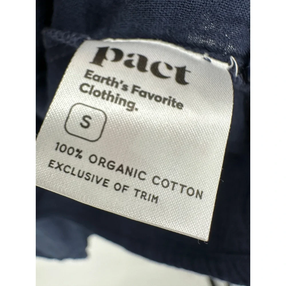 Pact Womens Navy Blue Coastal Double Gauze Set Wide Leg Popover Sustainable